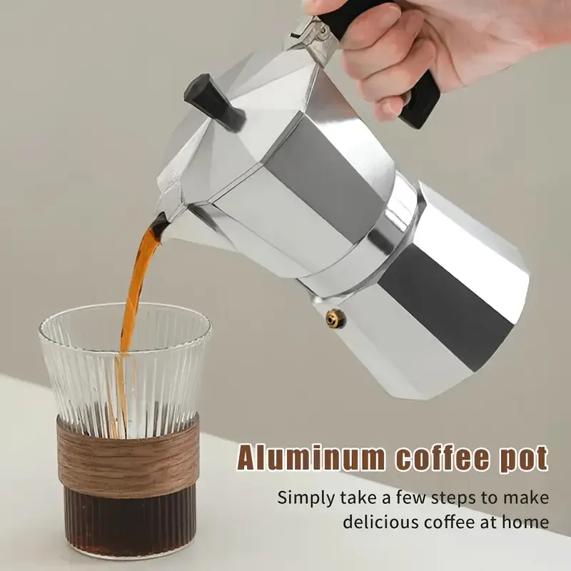Coffee Equipment Tools - หม้อต้มกาแฟโมก้าอะลูมิเนียมแบบคลาสสิก ขนาด 50-300 มล. สำหรับใช้ในบ้าน เตาแก๊ส
