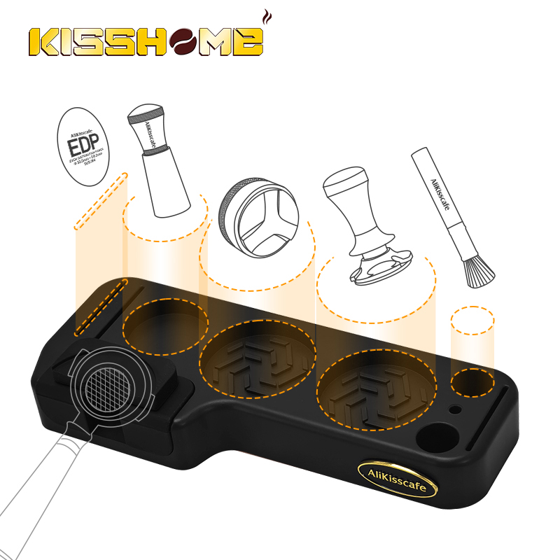 Coffee Equipment Tools - แผ่นรองแทมป์กาแฟ Alikisscafe พร้อมที่วางพอร์ตาฟิลเตอร์ ฐานรองสำหรับบาริสต้า อุปกรณ์เสริมสำหรับเครื่องชงกาแฟ Delonghi